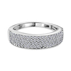 Moissanite Half Eternity Band Ring in Rhodium Overlay Sterling Silver_7175211