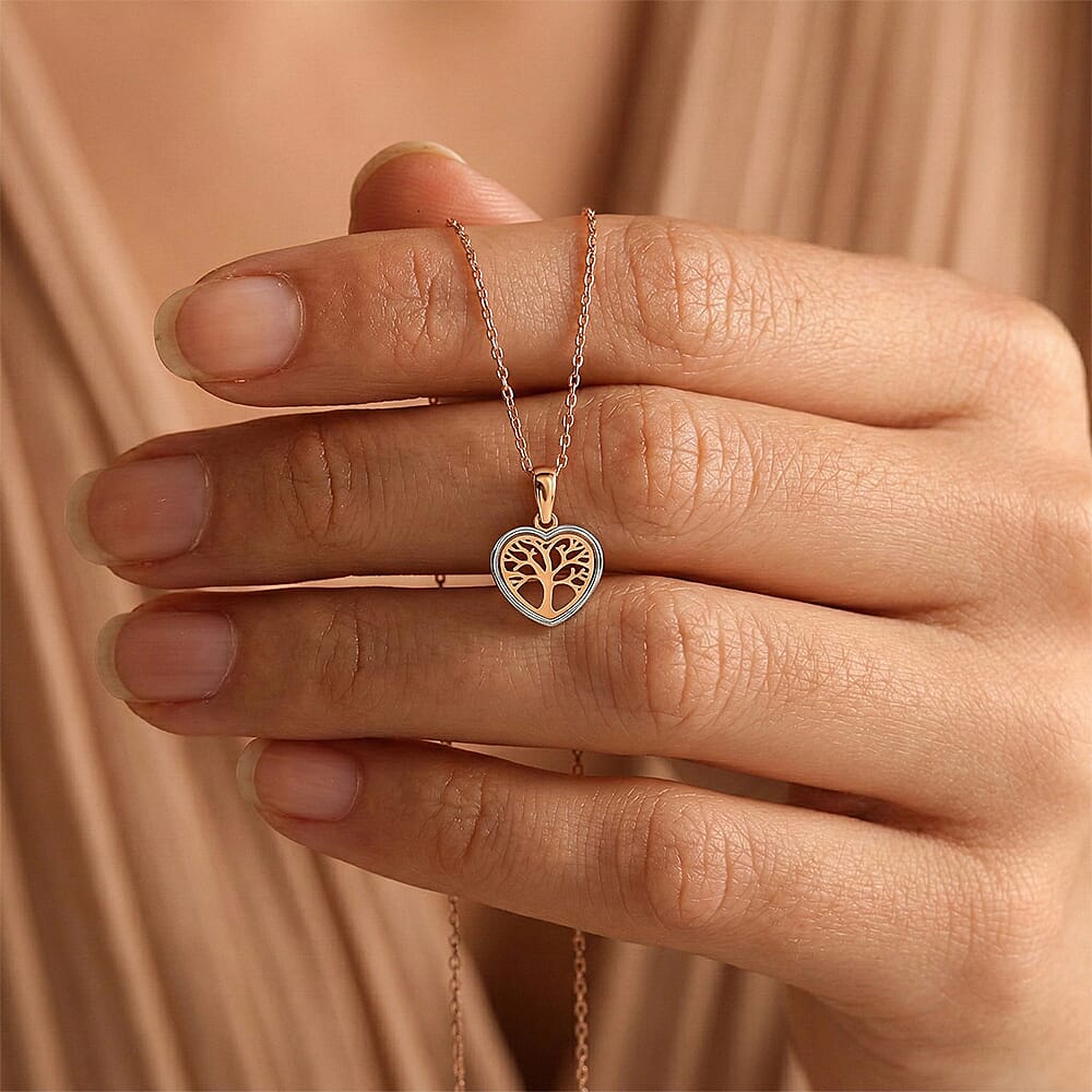 9K Two Colour Gold 13.4mm X 18mm Tree Of Life Pendant 7188482 1