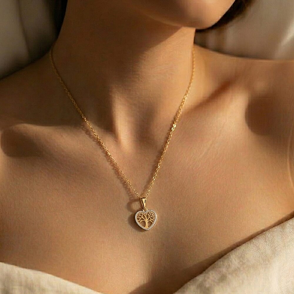 9K Two Colour Gold 13.4mm X 18mm Tree Of Life Pendant 7188482 7