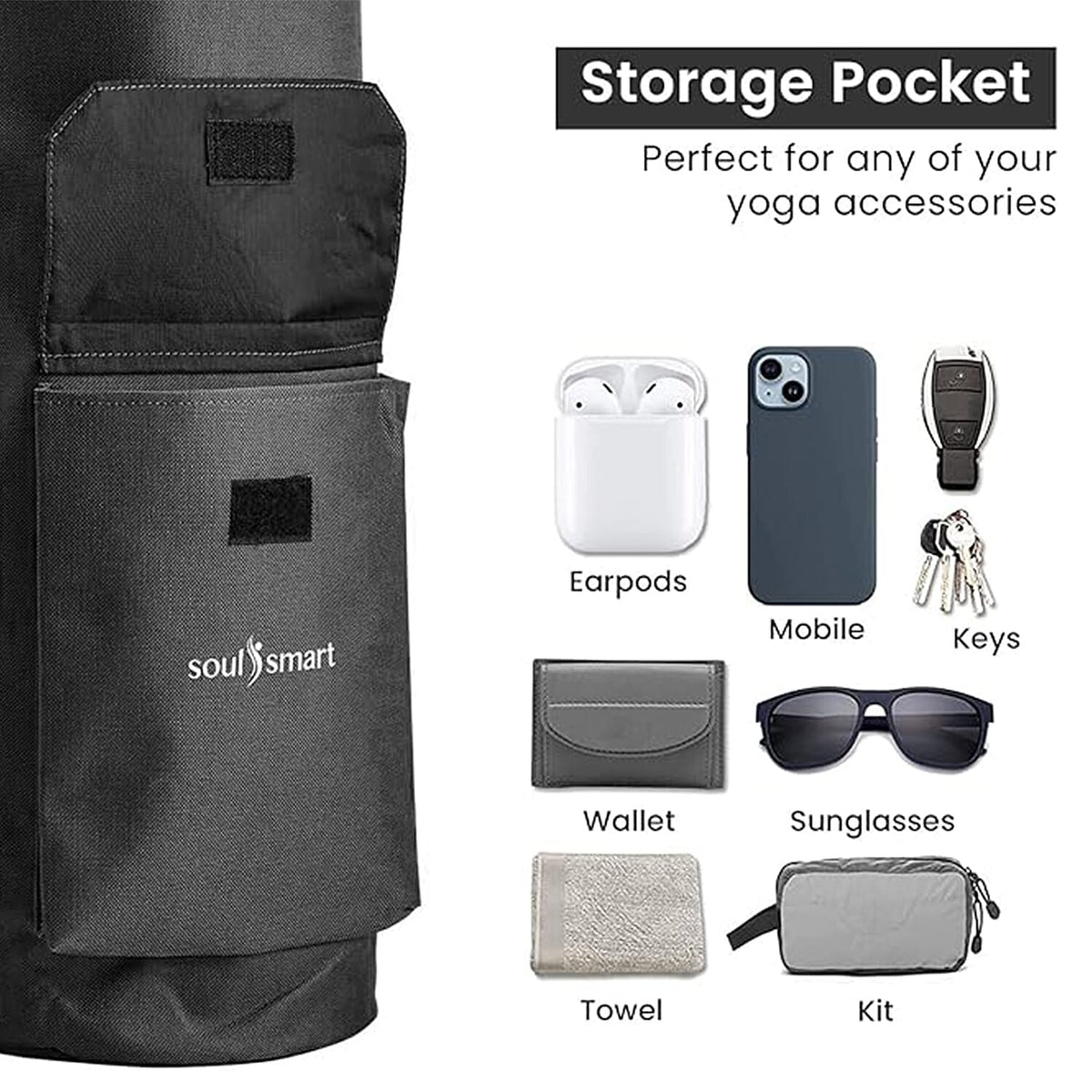 Soul Smart Solid Yoga Bag with Shoulder Strap - Black 7189064 2