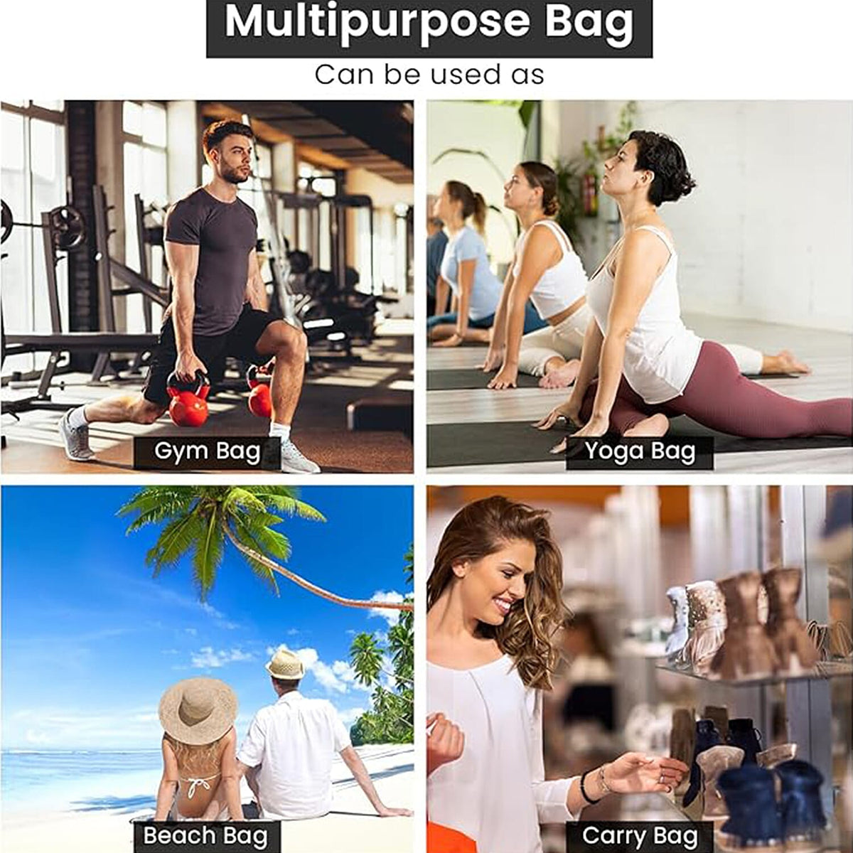 Soul Smart Solid Yoga Bag with Shoulder Strap - Black 7189064 4