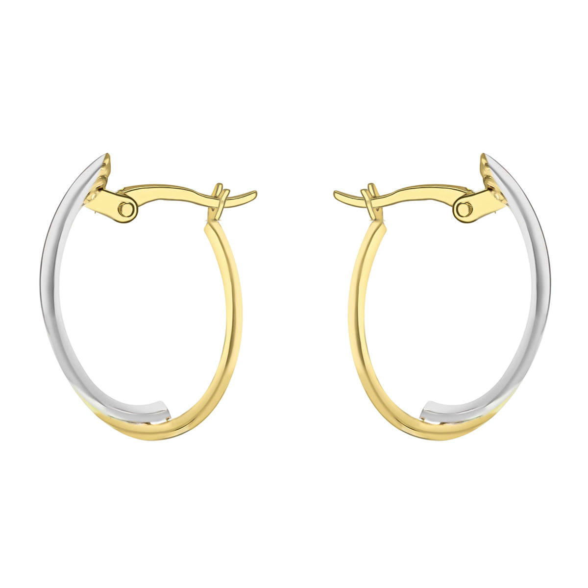 9K Two Colour Gold 5.5mm X 21.5mm Double Front Hoop Earrings 7190198 2