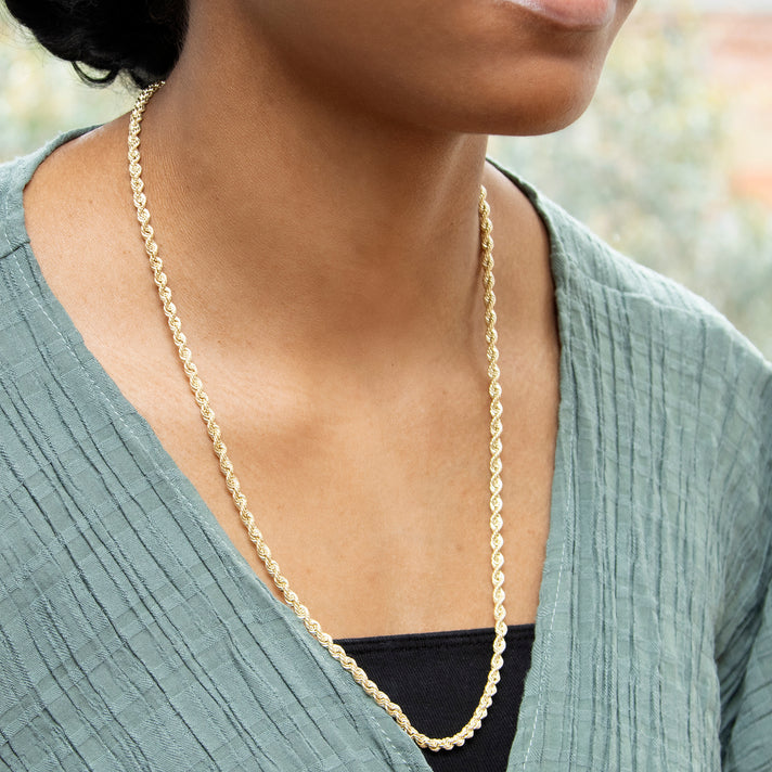 9K Yellow Gold Rope Chain 24 Inch 7190252 2