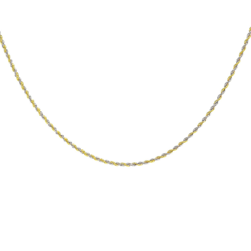 9K Two Colour Gold Hollow Rope Chain 16 Inch