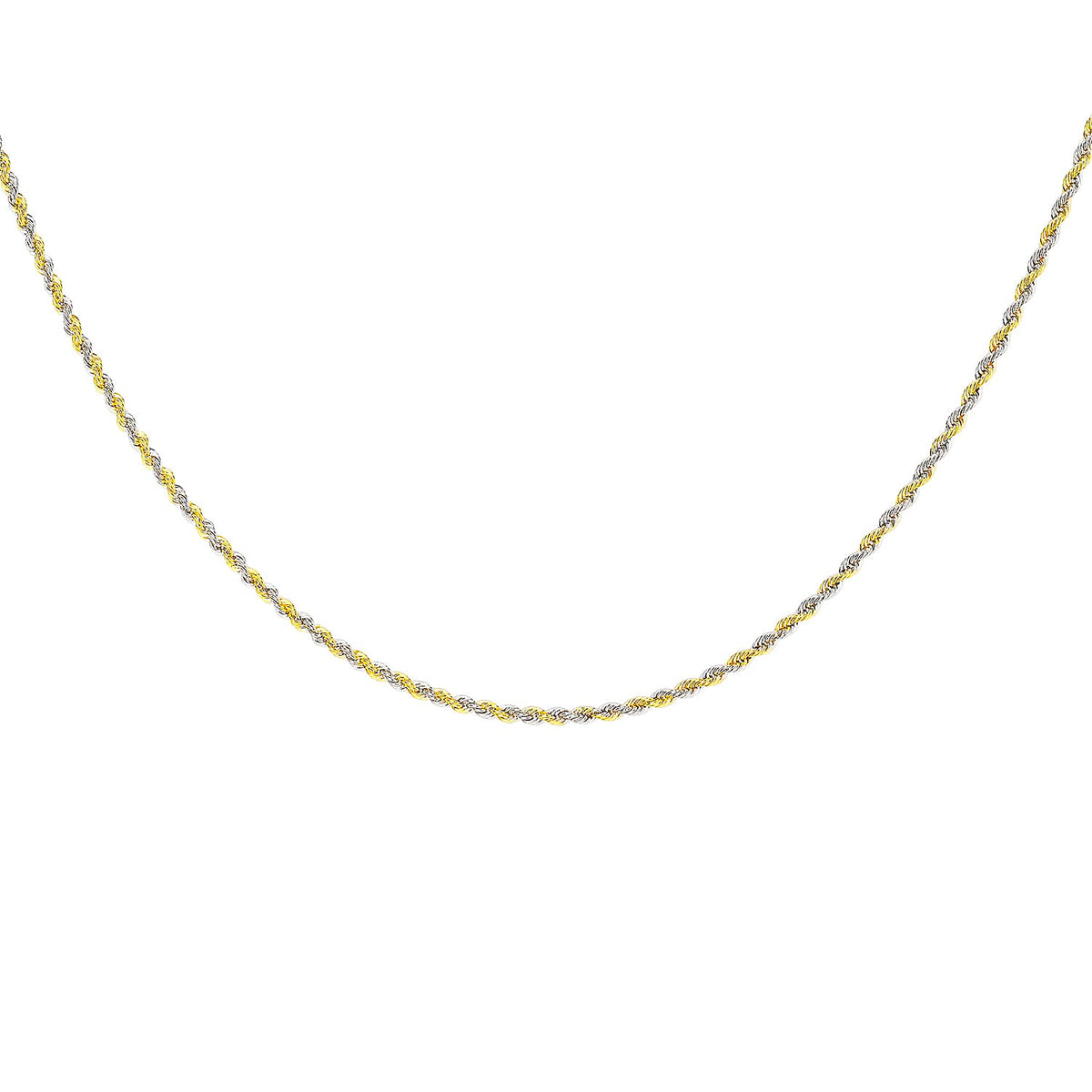 9K Two Colour Gold Hollow Rope Chain 16 Inch 7190373 0