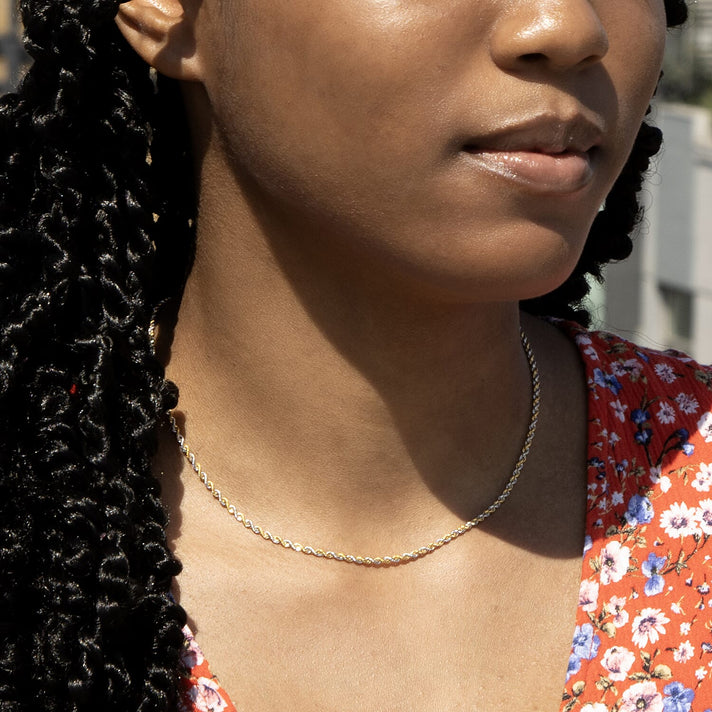9K Two Colour Gold Hollow Rope Chain 16 Inch 7190373 2