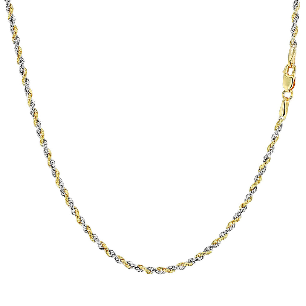 9K Two Colour Gold Hollow Rope Chain 16 Inch