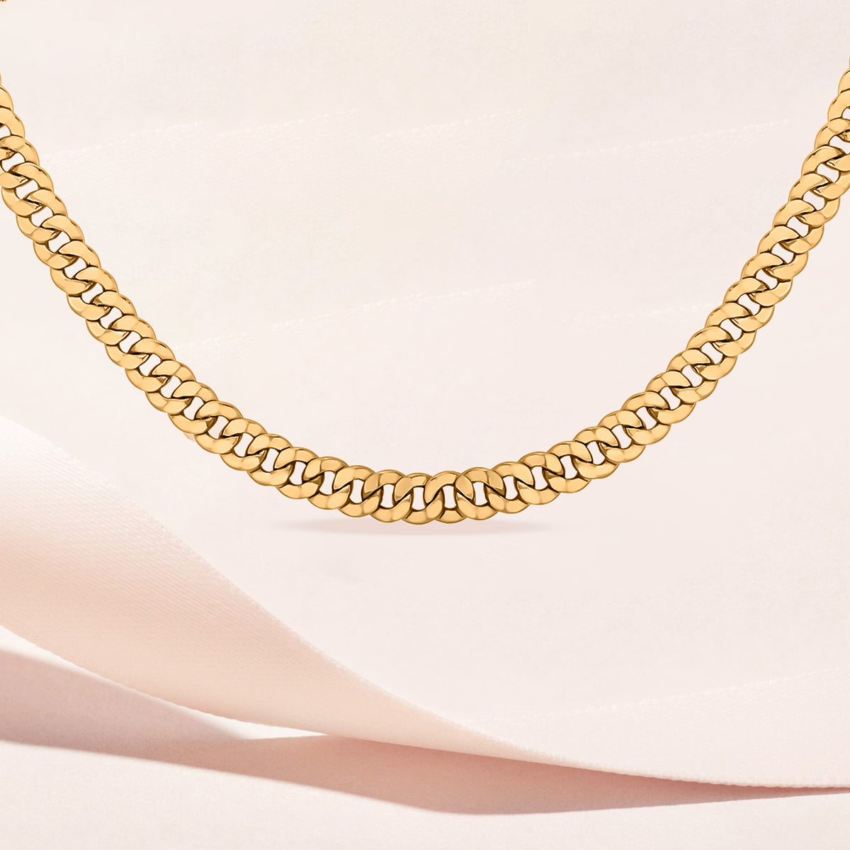 9K Yellow Gold Diamond Cut 4.3mm Round Link Curb Chain 22 Inch 7190397 1