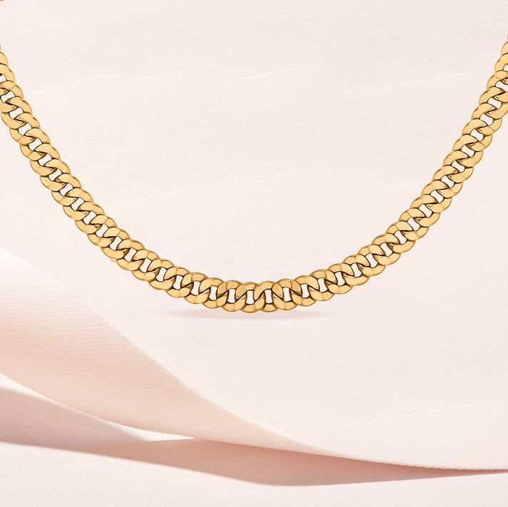 9K Yellow Gold Diamond Cut 4.3mm Round Link Curb Chain 22 Inch 7190397 2