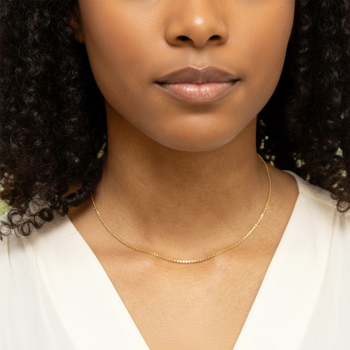 9K Yellow Gold Diamond Cut Box Belcher Chain 16 Inch 7190524 2