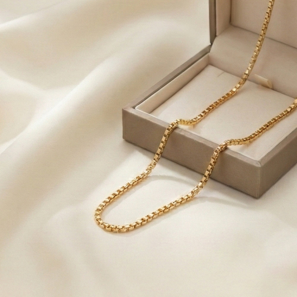 9K Yellow Gold Diamond Cut Box Belcher Chain 16 Inch_7190524_5