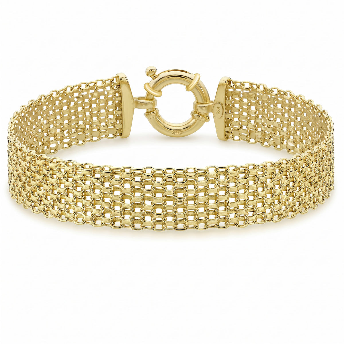 9K Yellow Gold 12mm Bismark Bracelet 7.5 Inch 7193041 0