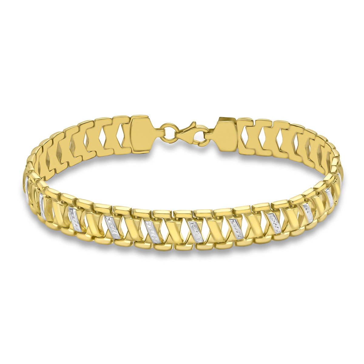 9K Two Colour Diamond Cut Kiss Ladder Bracelet 7.5 Inch 7193251 0