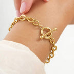 9K Yellow Gold 6mm Oval Link T Bar Belcher Bracelet 7 Inch_7193404_1