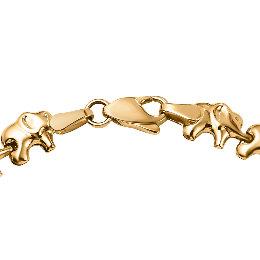 9K Yellow Gold Elephant Link Bracelet 7.5 Inch_7193426_2