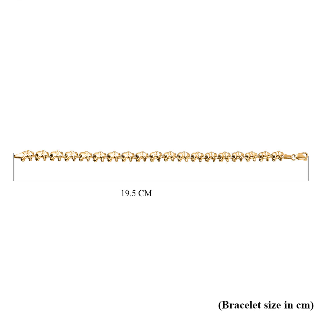 9K Yellow Gold Elephant Link Bracelet 7.5 Inch_7193426_3