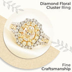 MODANI 18K Yellow & White Gold  Natural Yellow Diamond & White Diamond Ring 2.13 Ct, Gold Wt. 6.6 Gms(Resizable 2 up-down).