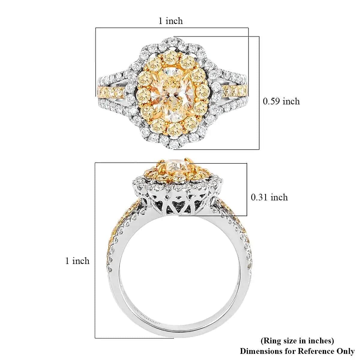 MODANI 18K Yellow &amp; White Gold  Natural Yellow Diamond &amp; White Diamond Ring 2.13 Ct, Gold Wt. 6.6 Gms(Resizable 2 up-down). 7196728 5