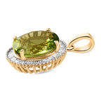 9K Yellow Gold Natural Hebei Peridot and Diamond Halo Pendant 5.41 Ct._7197133_3