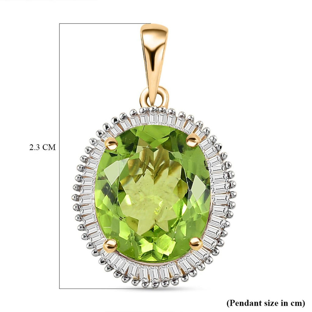 9K Yellow Gold Natural Hebei Peridot and Diamond Halo Pendant 5.41 Ct._7197133_5