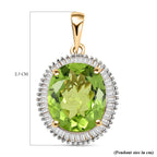 9K Yellow Gold Natural Hebei Peridot and Diamond Halo Pendant 5.41 Ct._7197133_5