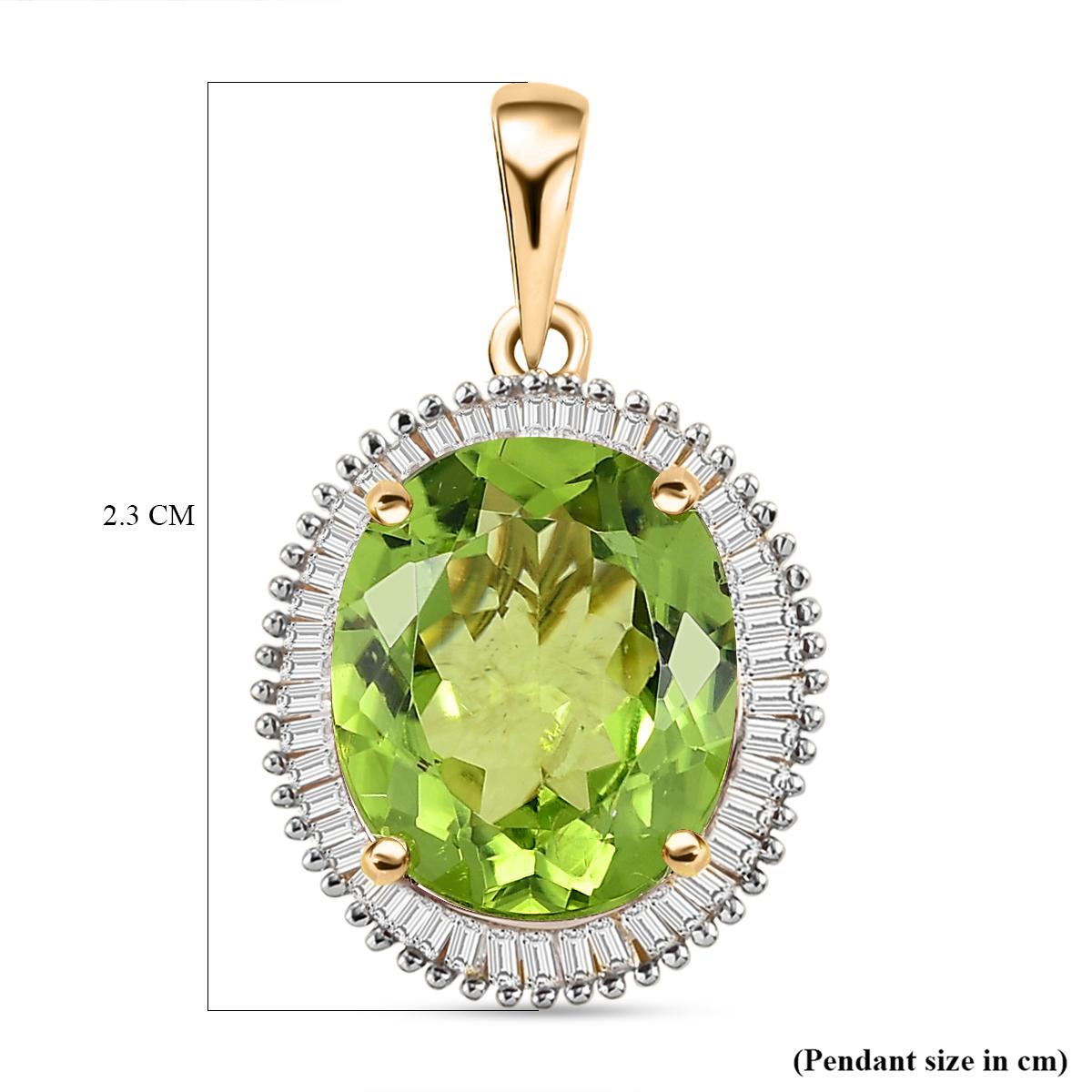 Limited Edition Rare Size 5.12 Ct AA Hebei Peridot and Diamond Halo Pendant in 9K Yellow Gold 7197133 6