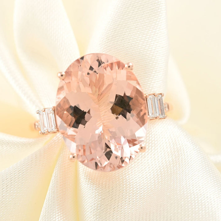 Certified and Appraised ILIANA 18K Rose Gold AAA Marropino Morganite and Diamond (G-H-I1) Ring 8.00 Ct. 7200076 1