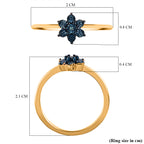 D'Joy - Blue Diamond Floral Band Ring in 18K Vermeil Yellow Gold Plated Sterling Silver_7209430_7