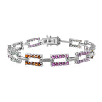 Multi-Tourmaline and Natural Zircon Bracelet (Size - 7) in Rhodium Overlay Sterling Silver 3.75 Ct._7210567