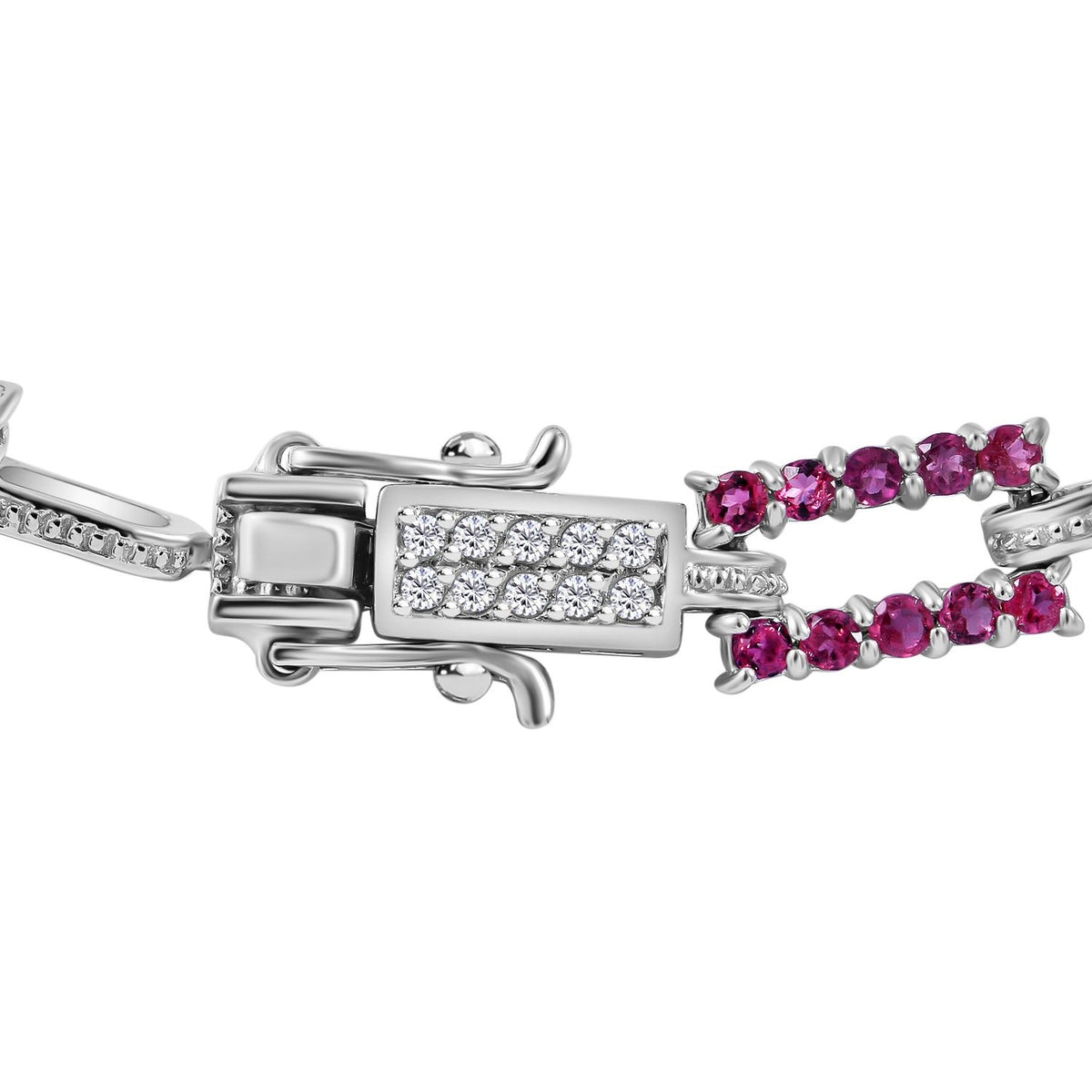Multi-Tourmaline and Natural Zircon Bracelet (Size - 7) in Rhodium Overlay Sterling Silver 3.75 Ct. 7210567 3
