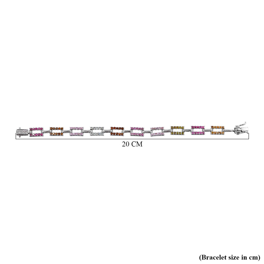 Multi-Tourmaline and Natural Zircon Bracelet (Size - 7) in Rhodium Overlay Sterling Silver 3.75 Ct._7210567_4