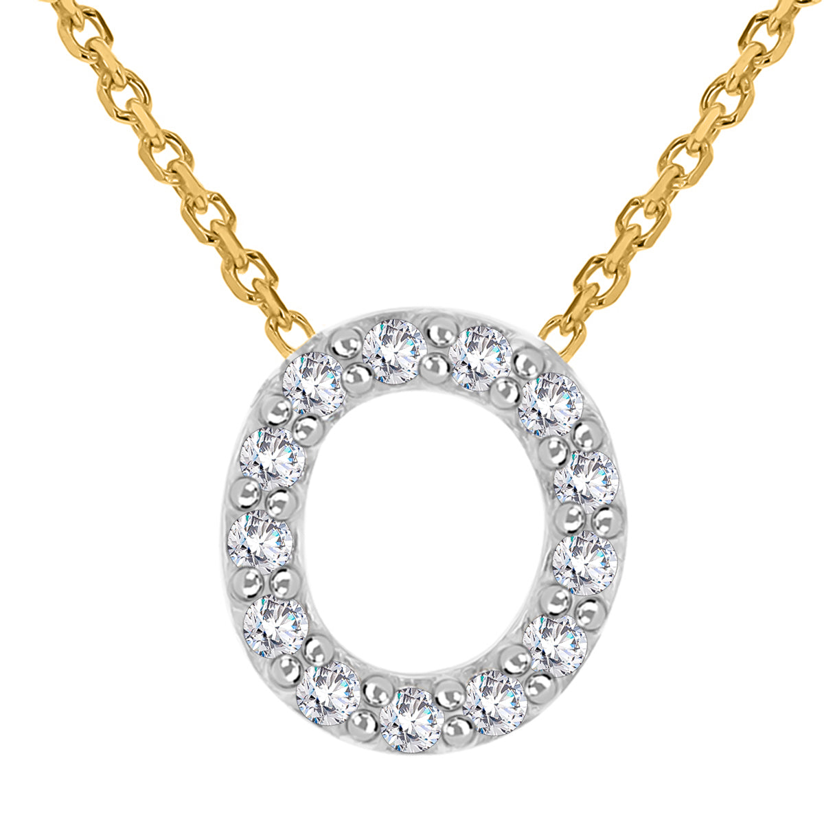 9K Yellow and White Gold With VS SI Diamond Mini Initial 'O' Necklace 17 Inch 7211286 0