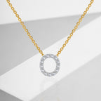 9K Yellow and White Gold With VS SI Diamond Circle Necklace 17 Inch_7211286_1