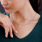 9K Yellow and White Gold With VS SI Diamond Circle Necklace 17 Inch_7211286_2