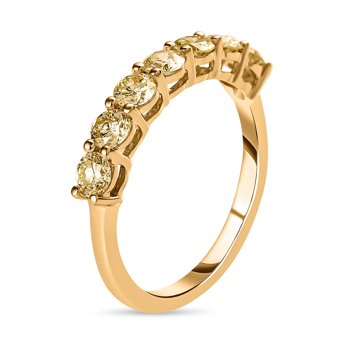 14K Yellow Gold SGL Certified Natural Yellow Diamond (SI-I1) Half Eternity Wedding Band Ring 1.00 Ct. 7225165 3