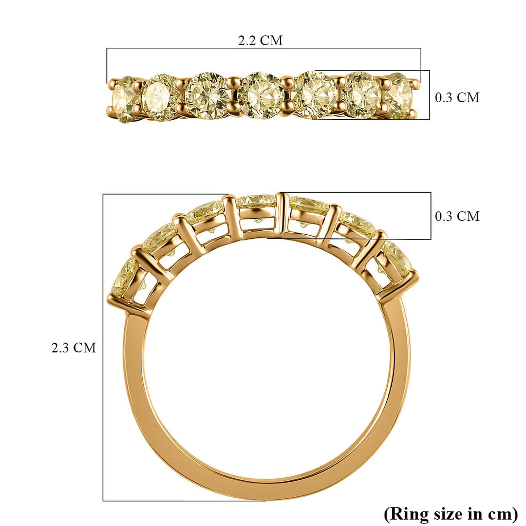 14K Yellow Gold SGL Certified Natural Yellow Diamond (SI-I1) Half Eternity Ring 1.00 Ct.