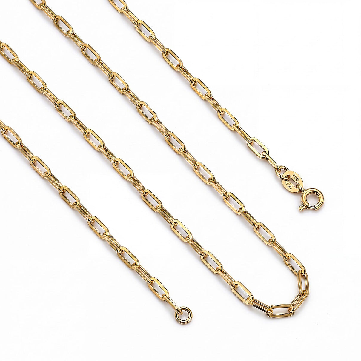 9K Yellow Gold 2 MM Paper Clip Chain With Spring Ring Clasp 30 Inch Polished 7226141 5