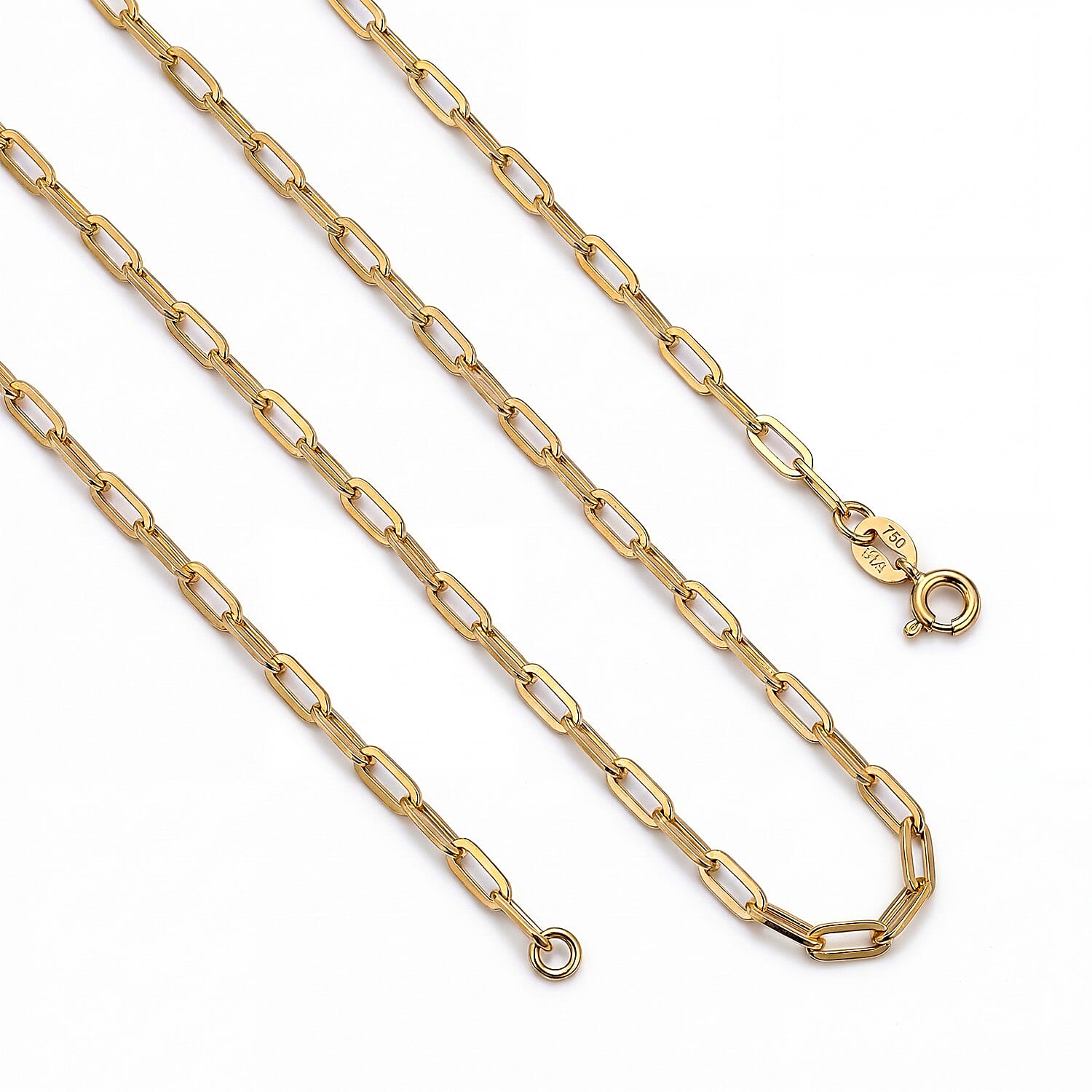 9K Yellow Gold 2 MM Paper Clip Chain With Spring Ring Clasp 30 Inch Polished 7226141 5