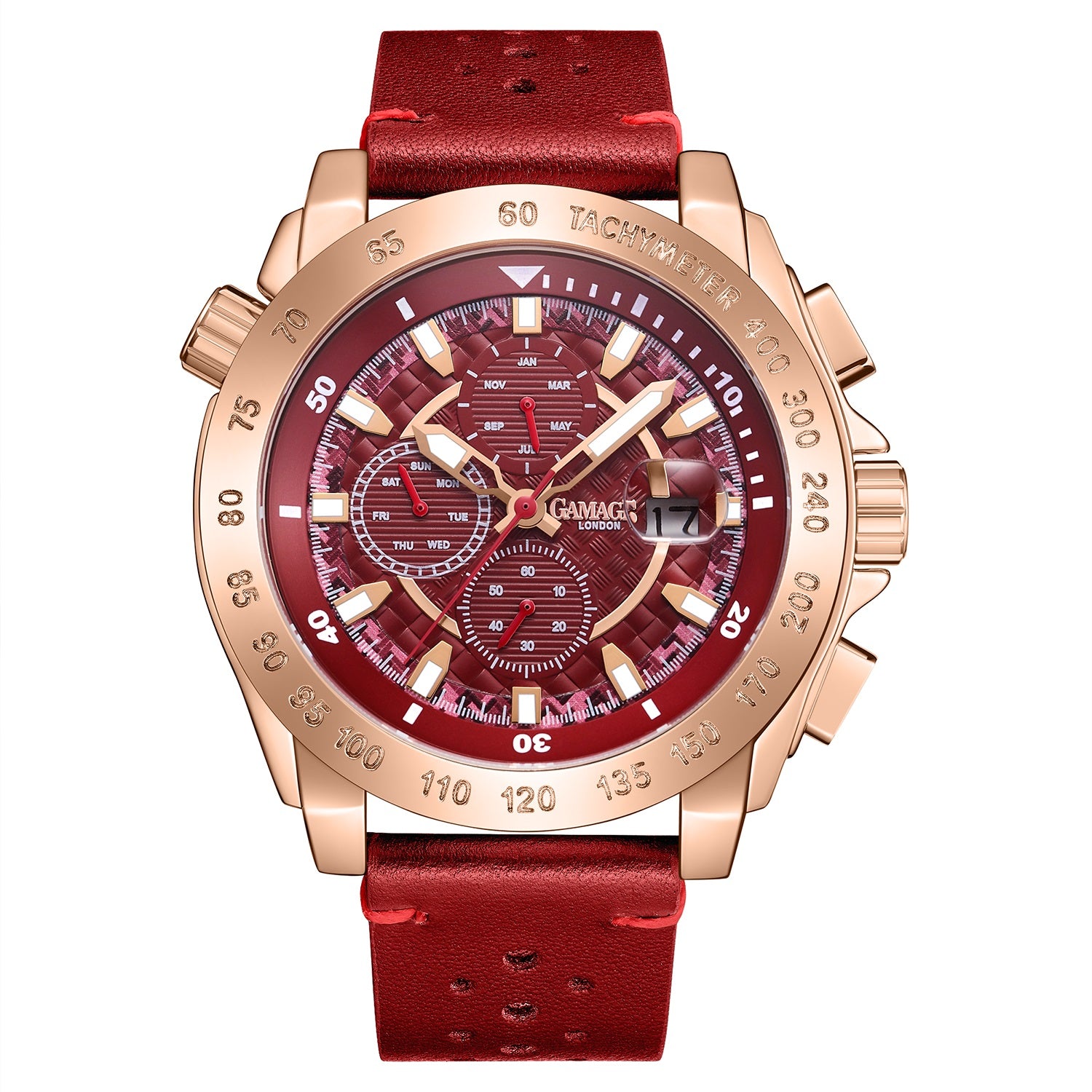 GAMAGES OF LONDON Industrialist Automatic Movement Watch with Rose Colour Strap 7236691 0