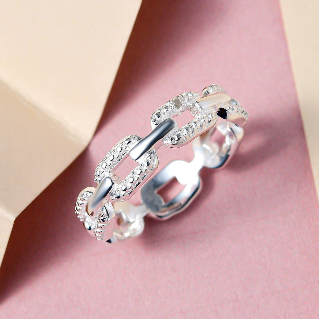 Diamond Link Band Ring in Sterling Silver_7251221_1