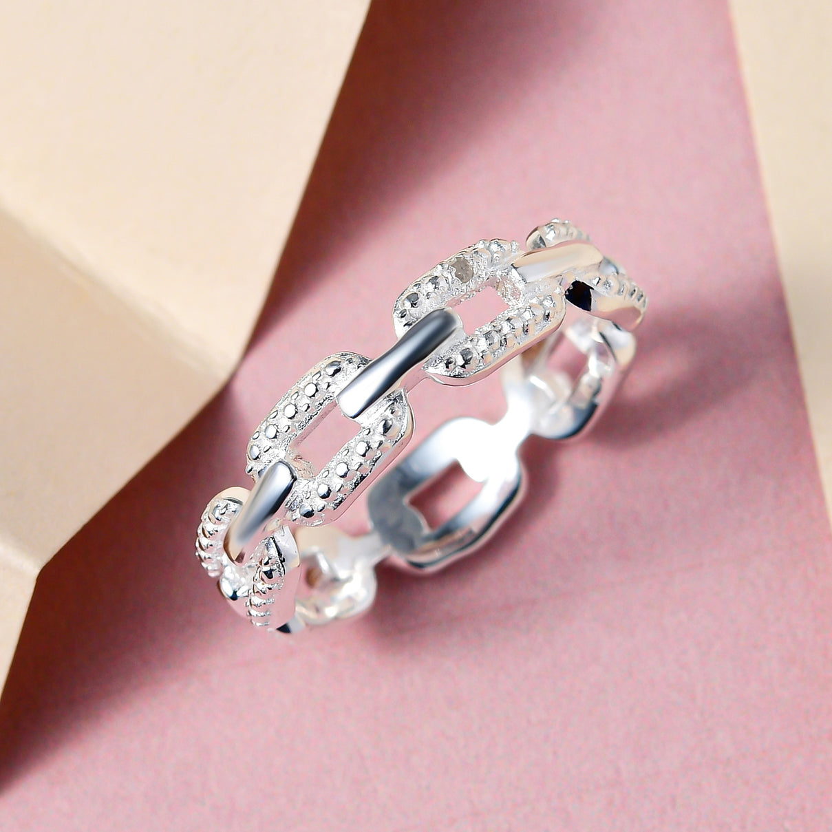 Diamond Link Wedding Band Ring in Sterling Silver V32532259 2