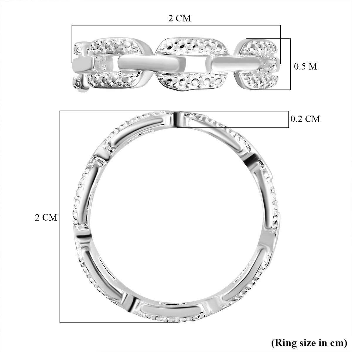 Diamond Link Wedding Band Ring in Sterling Silver V32532259 5