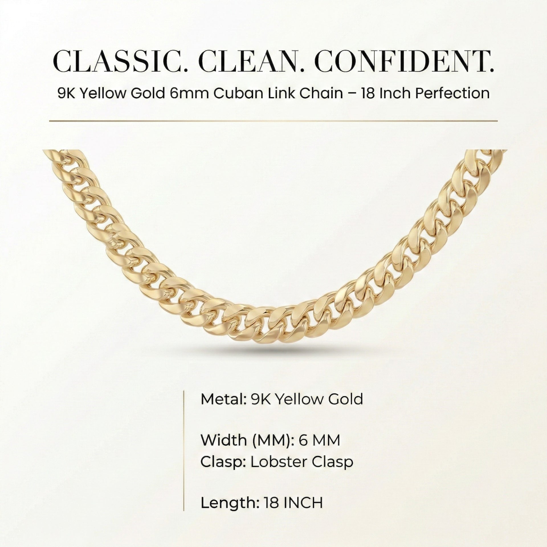 9K Yellow Gold 6mm Cuban Link Chain 18 Inch 7254580 6