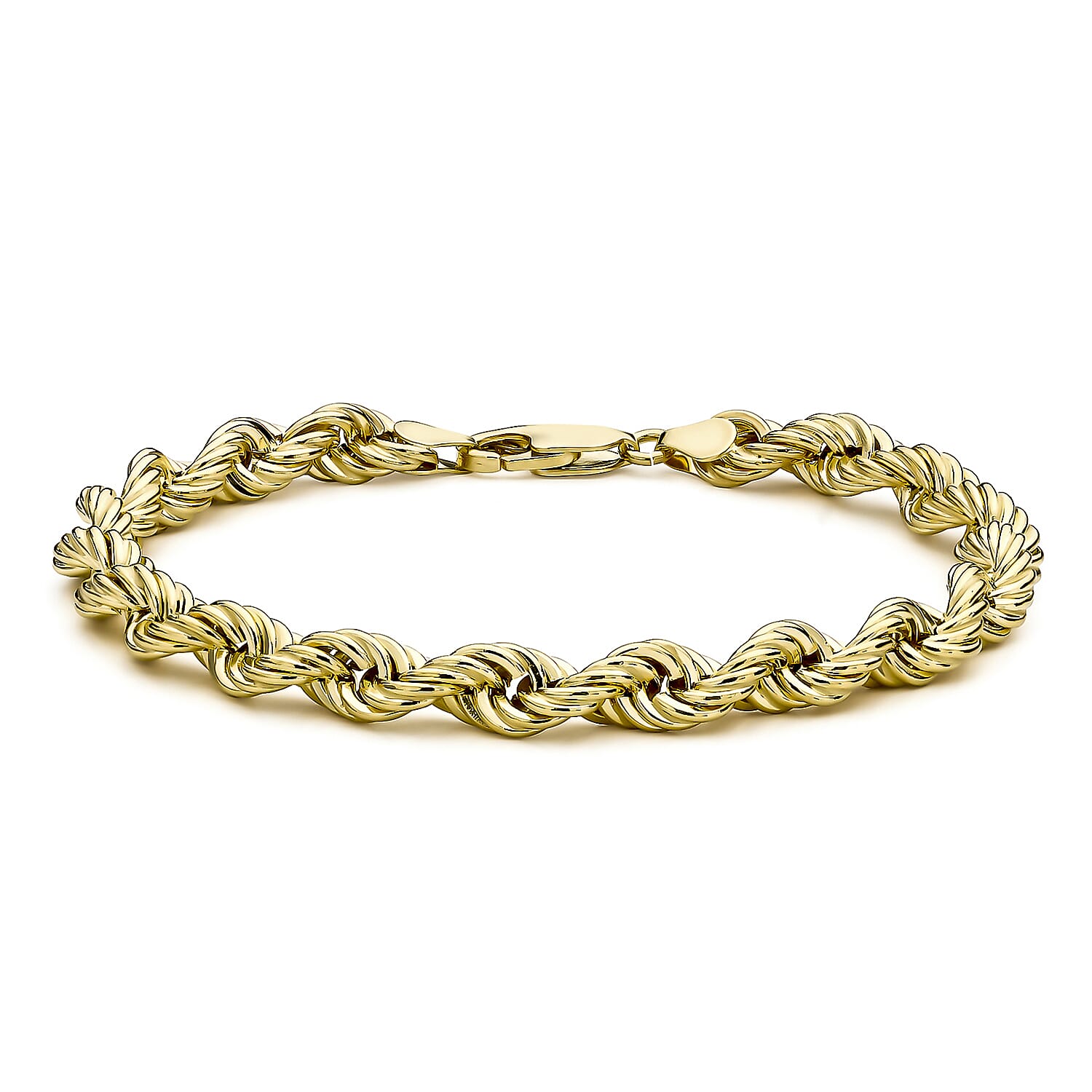 9K Yellow Gold Hollow Rope Chain Bracelet 8 Inch 7254642 0