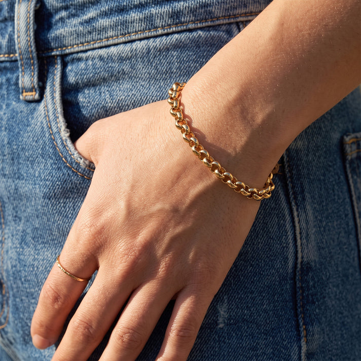 9K Yellow Gold Thick Oval Belcher Bracelet 8 Inch 7254649 2