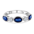 Mosoala Blue Sapphire and Natural Zircon 5 Stone Ring in Rhodium Overlay Sterling Silver 1.95 Ct_7256015