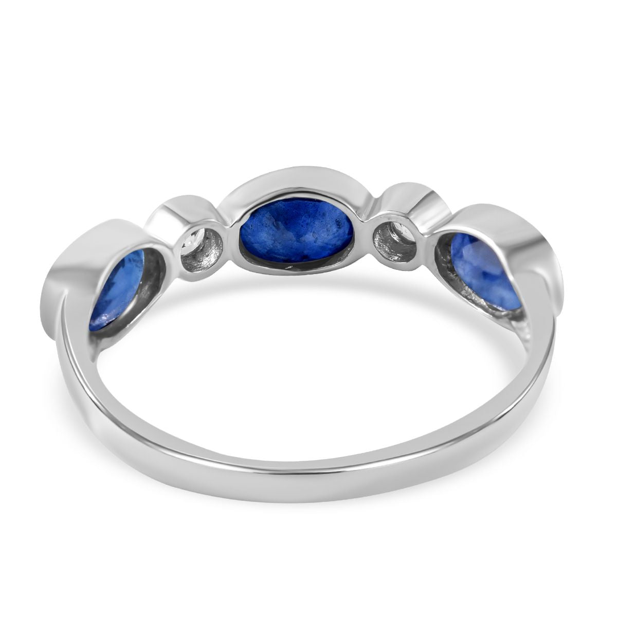 Mosoala Blue Sapphire and Natural Zircon 5 Stone Ring in Rhodium Overlay Sterling Silver 1.95 Ct V32756180 4