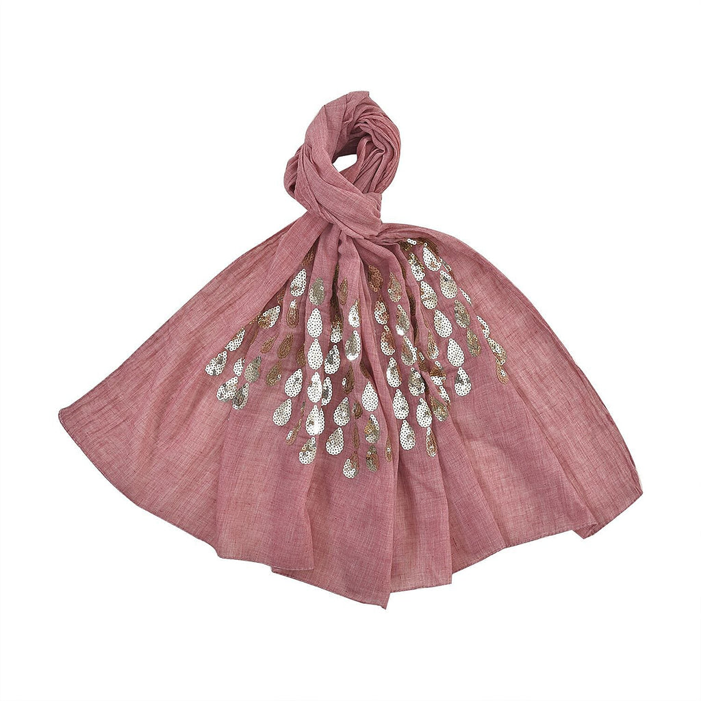 Stylish Sequin Water Drop Pattern Scarf (Size 176x73 cm) - Blush_7257344