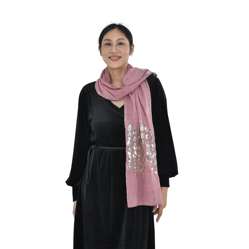 Stylish Sequin Water Drop Pattern Scarf (Size 176x73 cm) - Blush_7257344_2