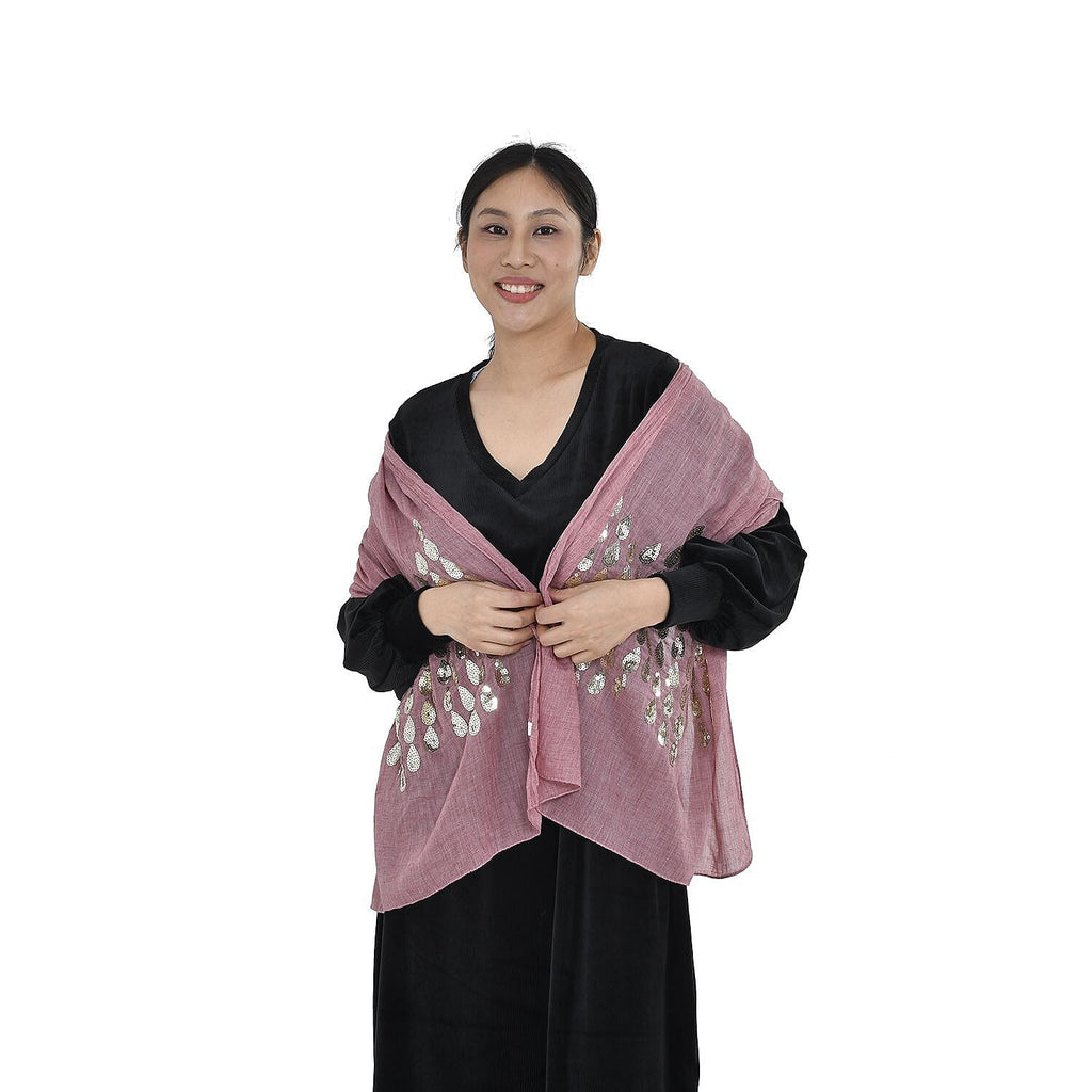 Stylish Sequin Water Drop Pattern Scarf (Size 176x73 cm) - Blush_7257344_3